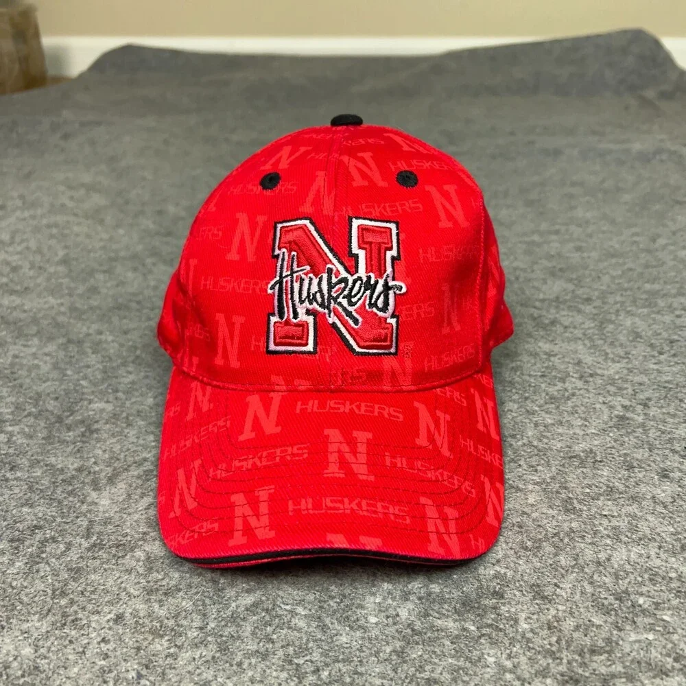 Nebraska Cornhuskers Mens Hat Strap Back Red College Football‎ NCAA Sports Cap ^